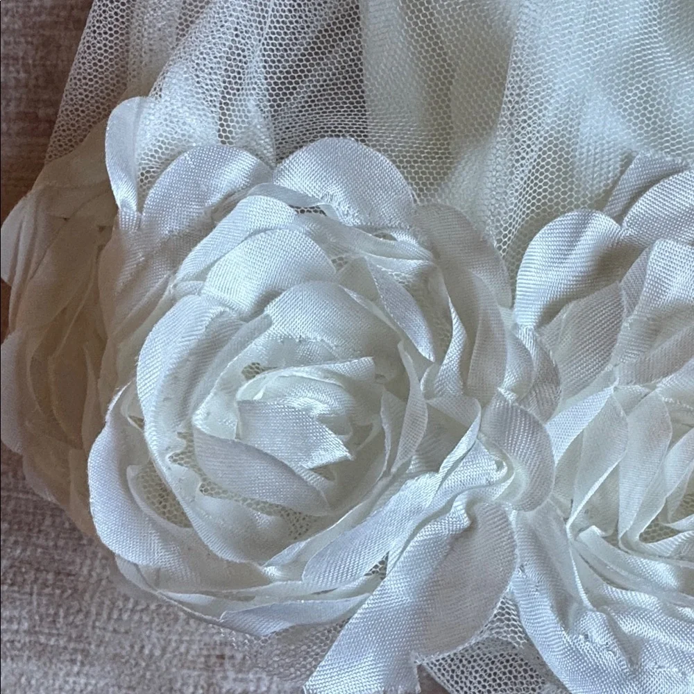 Nannette Baby Satin Cream Floral Bubble Dress and Bloomer Set size 3M NWT